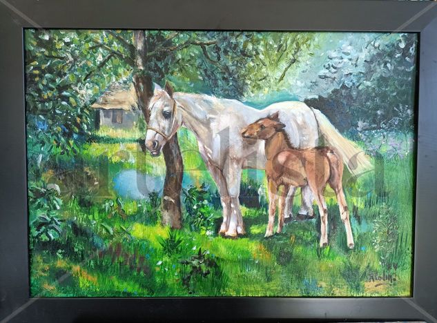 A LA SOMBRA Oil Others Animals