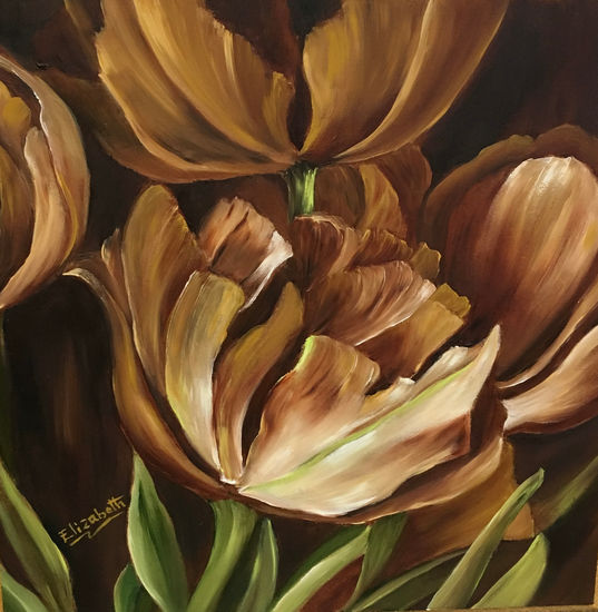 ABRAZO DE TIERRA Óleo Tabla Floral