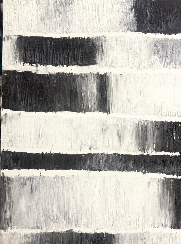 Geometría Blanco y Negro: en Técnica Mixta | Pintura Abstracta al Acrílico sobre Lienzo | Arte Moderno Minimalista de Pared pintada a mano