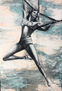Pintura original trapecista en técnica mixta | Arte contemporáneo en acrílico, cuadro figurativo de circo y movimiento pintada a mano