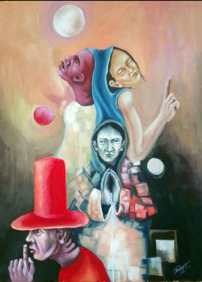 Silencio; el alma Oil Paper Figure Painting
