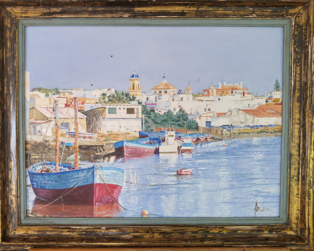 Barco de Almadraba en río.