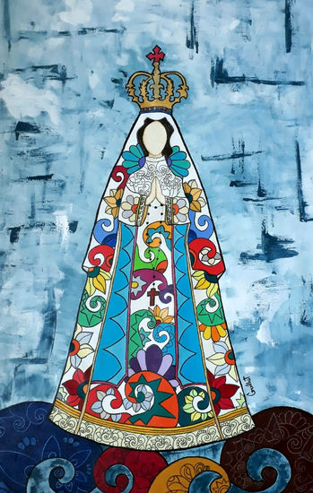 Vírgen del Valle Media Mixta Lienzo Figura