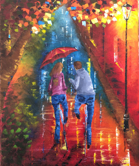Paseo en bici Oil Canvas Others
