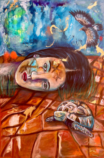 The alchemy of heaven and earth Mixed media Canvas Portrait