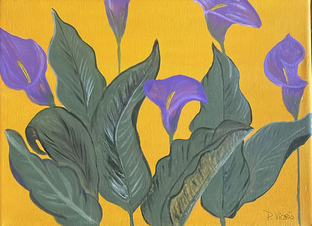 Calas moradas Acrylic Canvas Floral Painting