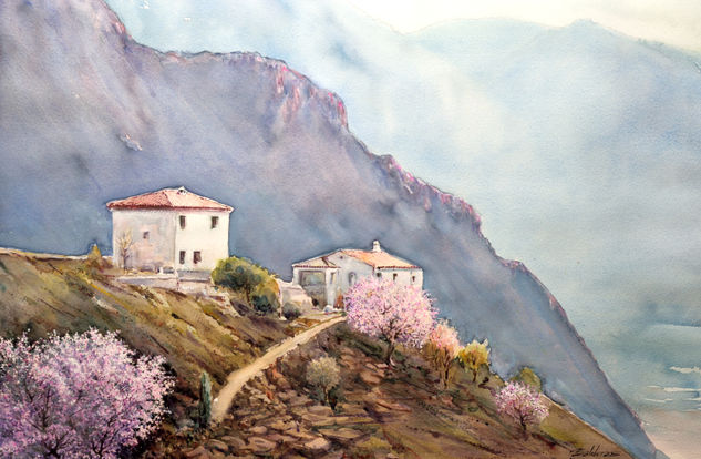 Las casitas de los almendros en flor Watercolour Paper Landscaping
