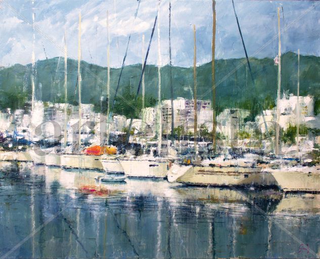 En puerto 2025 Óleo Lienzo Marina