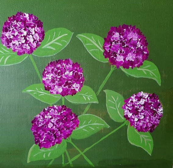 Hortensias moradas Acrílico Tabla Floral