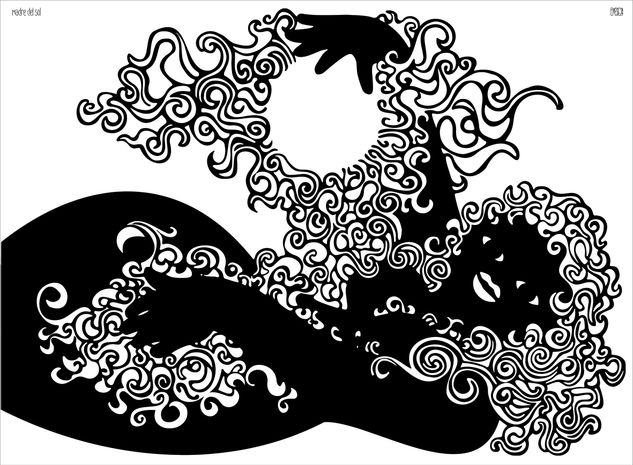 Madre del sol Woodcut