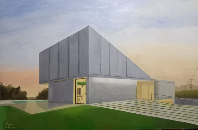 casa minimalista Oil Canvas Others