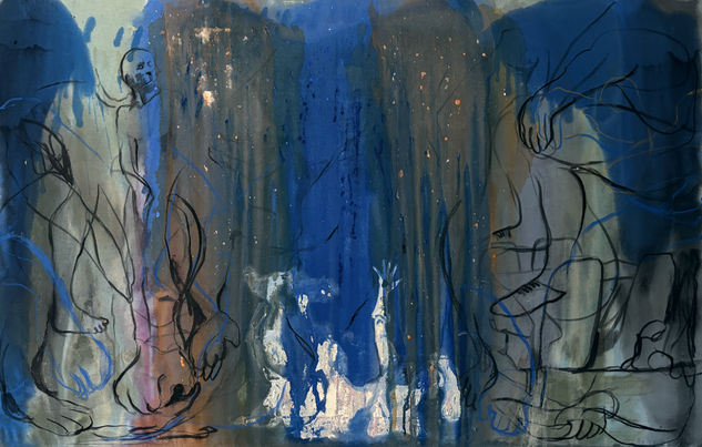 Abrázame Mixed media Canvas Figure Painting