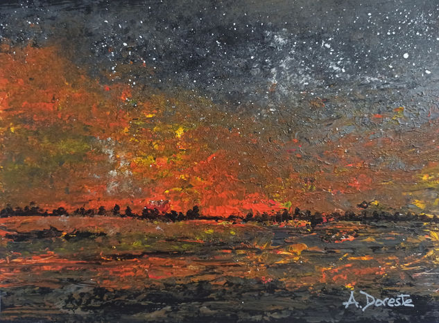 El fuego del crepúsculo Acrílico Papel Paisaje