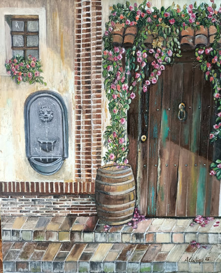 Puerta con flores Oil Canvas Landscaping