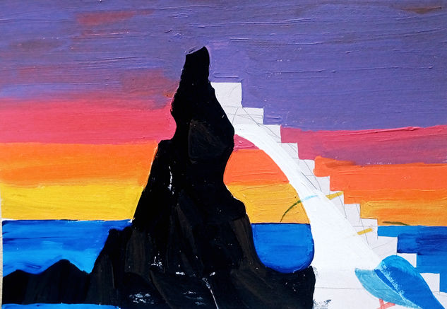 El Clavadista de Mazatlán Acrylic Paper Marine Painting