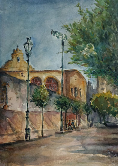 En el paseo Acuarela Papel Paisaje