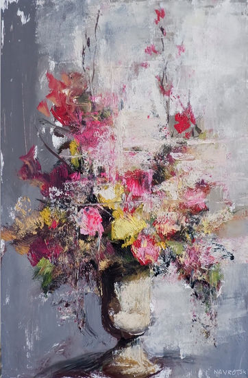 Flores Oil Panel Floral Painting