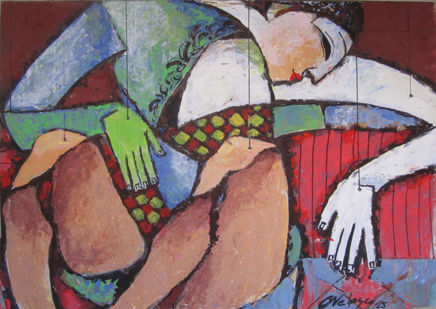 ¿QUIÉN MUEVE LOS HILOS? Gouache Cartulina Figura