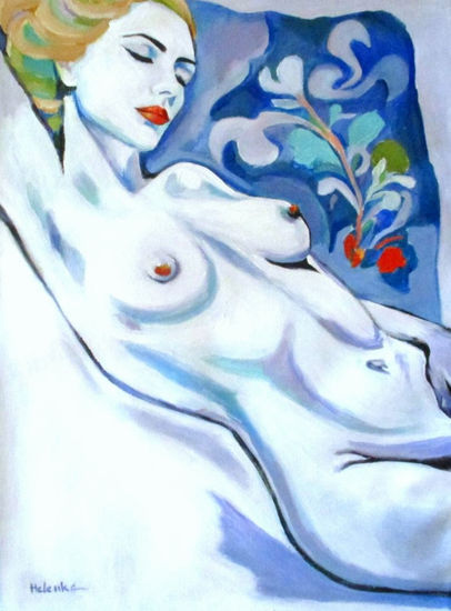 "The Stillness of Desire" Acrylic Canvas Nude Paintings