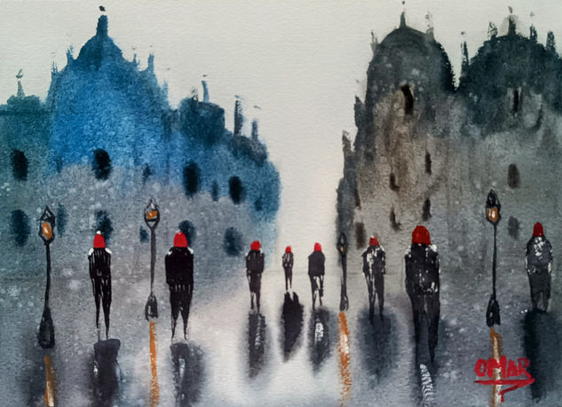 Llueve sobre mojado Acuarela Papel Paisaje