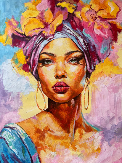 Mulata Oil Canvas Portrait