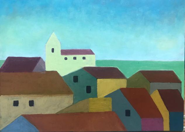 Iglesia. Oil Panel Landscaping