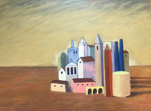 Ciudad fantastica 1. Óleo Lienzo Paisaje