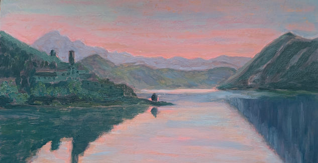 Piediluco. Oil Panel Landscaping