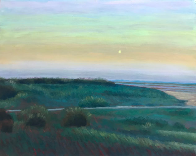 Preludio de la luna azul. Óleo Tabla Paisaje