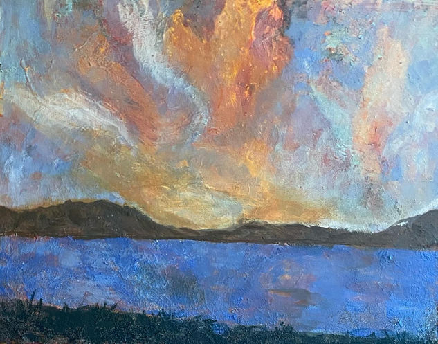 Atardecer  Playa Pucura- Chile 2024 Acrylic Canvas Landscaping