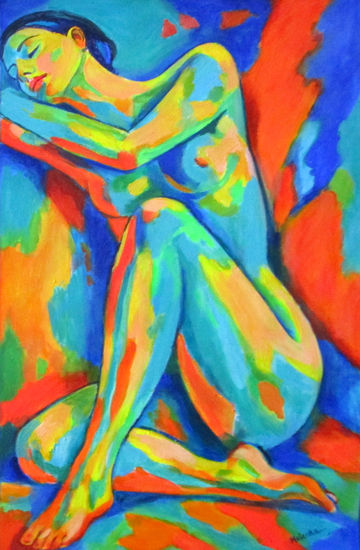 "Luminous Slumber" Acrylic Canvas Nude Paintings