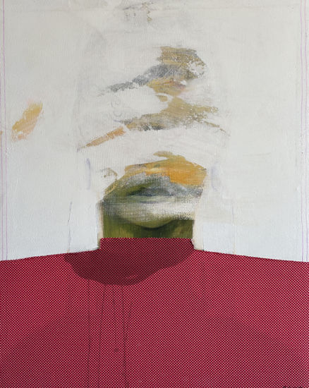 Abstract Face in White Media Mixta Lienzo Retrato