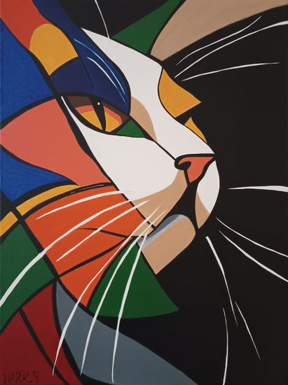 Colored Meows Acrílico Lienzo Animales