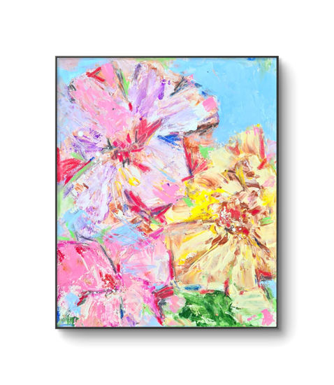 Sun-Painted Flowers Mixed media Canvas Floral Painting