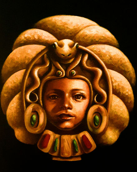 EL PRINCIPE DE TIERRA DORADA Acrylic Textile Portrait