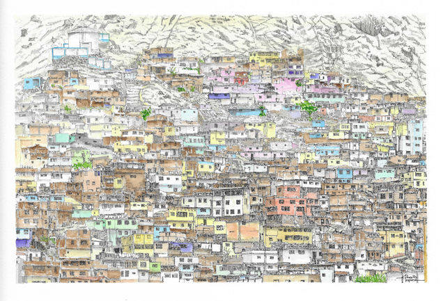 Lima, Cerro de San Cristóbal color Mixed Media