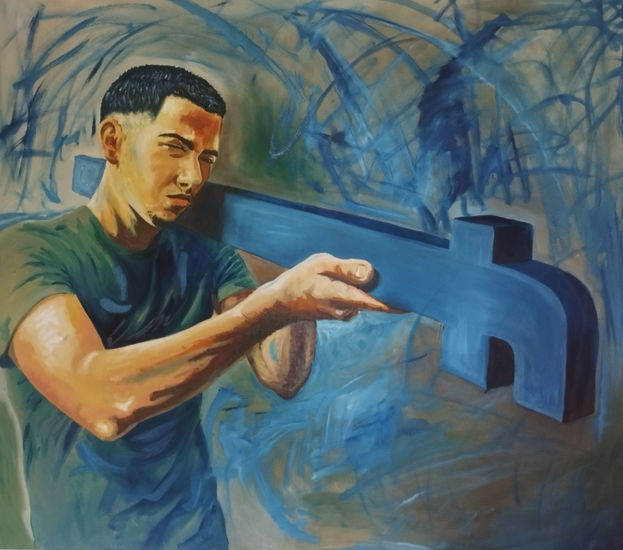 Disk-like Oil Canvas Figure Painting