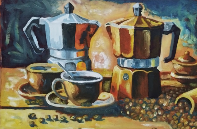 Cafetera parlante Óleo Lienzo Bodegones