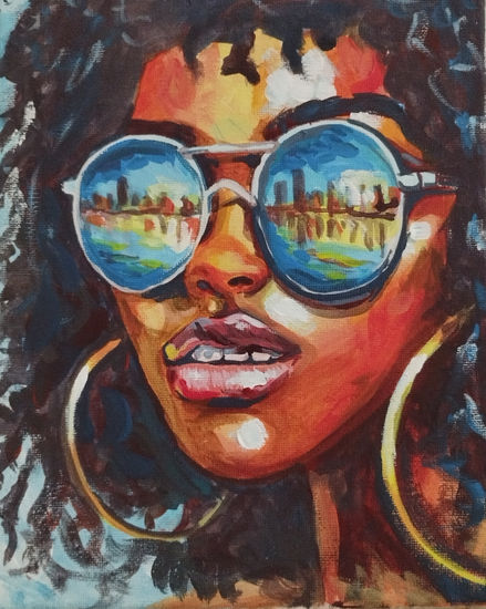 La ciudad en tus ojos Acrílico Lienzo Retrato