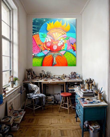 Llama Eterna ( Corazón sobre Tau) Acrílico Lienzo Otros
