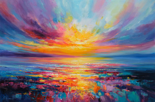 Sunset Dream Colors Óleo Lienzo Marina