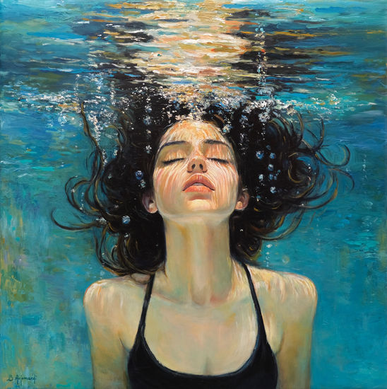 Underwater Dream Oil Canvas Figure Painting