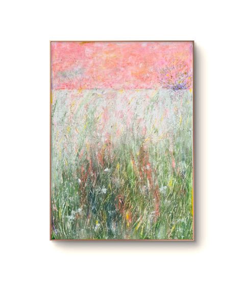 Campos de Bruma Rosada Media Mixta Lienzo Paisaje