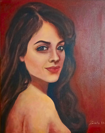 Retrato Srta. R Oil Canvas Portrait