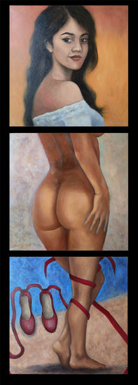 Zapatos Rojos Oil Canvas Figure Painting