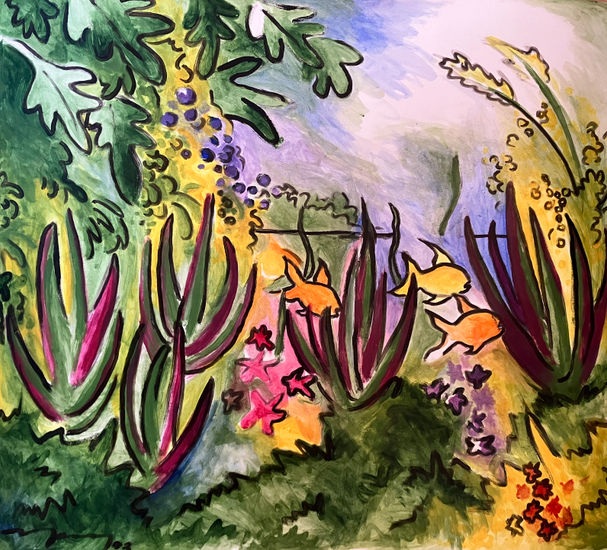Le jardin de ma sœur Acrylic Paper Floral Painting