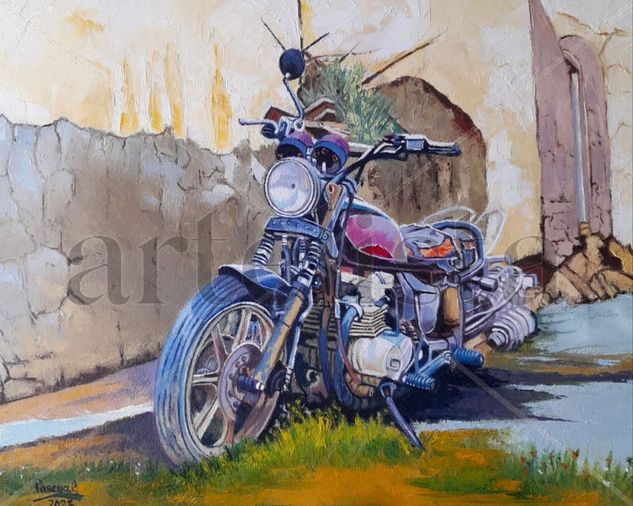 Moto abandonada Óleo Lienzo Figura