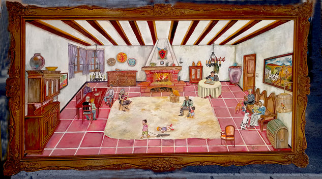 REGOCIJO DE HOGAR FAMILIAR (DE OTROS TIEMPOS) Óleo Tabla Otros