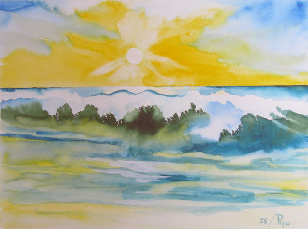 amanecer de solsticio Watercolour Paper Marine Painting