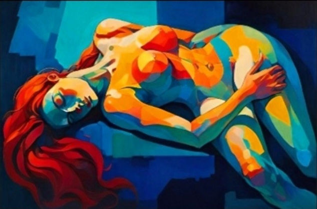 "Serene Nude" Acrílico Lienzo Desnudos